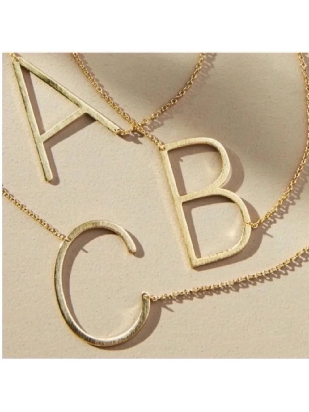 New! Anthropologie Gold Initial Monogram Letter Necklace NWOT
